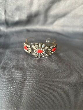 J. Crew Gold-Tone Orange Accent Crystal Cuff Bracelet